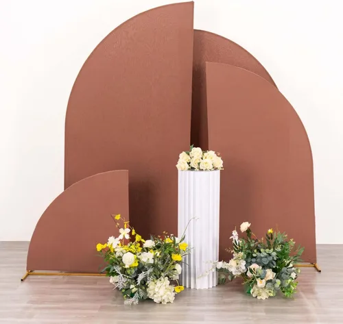 Vista 60 de Efavormart - Juego de 4 fundas de elastano beige para arco de media luna, fundas de telón de fondo Chiara de 2.5 pies a 7 pies para escenarios