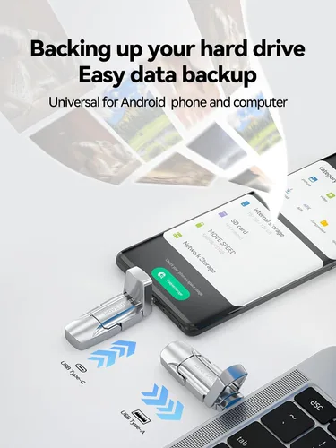 Vista 3 de MOVE SPEED Unidad flash de estado sólido de 128 GB, 400 MB/s, alta velocidad tipo C + unidad USB 3.2 de doble puerto, unidad de pulgar compatible