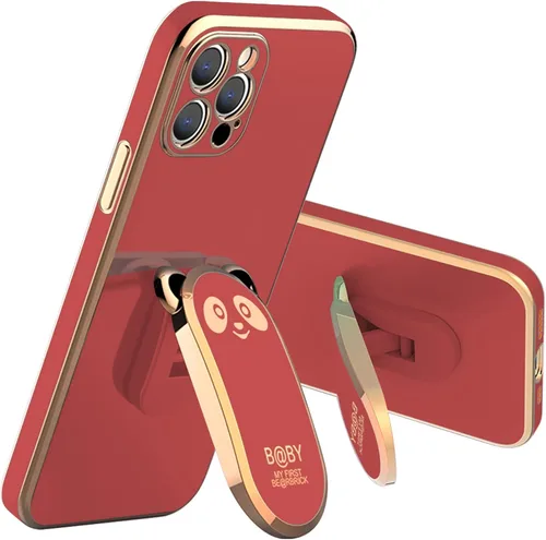Vista 9 de Funda compatible con Samsung Galaxy A12 5G Carcasas con 6D chapado Panda Hidden Kickstand y protector de lente de cámara, cubierta de TPU Negro