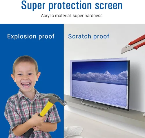 Vista 3 de WSHA Protector de pantalla de TV de acrílico anti luz azul de 32 a 42 pulgadas, panel de película de protección ocular antideslumbrante, reduce