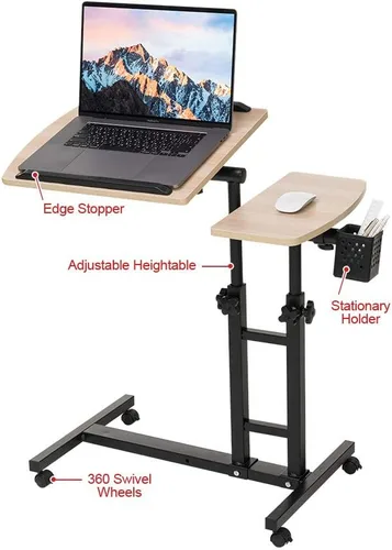 Vista 4 de [Usado] Mesa ajustable para computadora portátil sobre la cama, parte superior inclinable con alfombrilla para el mouse, escritorio de noche