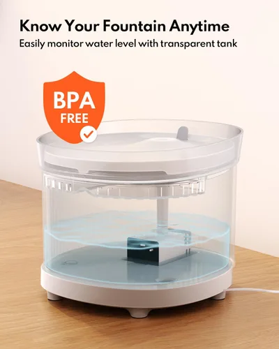 Vista 8 de Fuente de agua para gatos con bomba inalámbrica HomeRunPet - Diseño desmontable para fácil limpieza, dispensador de agua para múltiples gatos