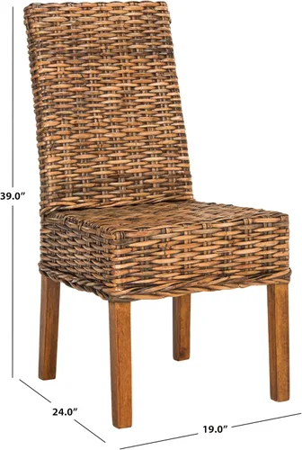 Vista 3 de Safavieh Home Collection Aubrey - Silla auxiliar de mimbre (2 unidades), color nogal