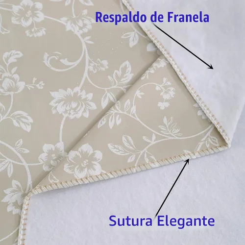 Vista 4 de Mantel de vinilo resistente con reverso de franela, mantel de plástico impermeable a prueba de aceite, resistente a las manchas, limpiable, cubierta