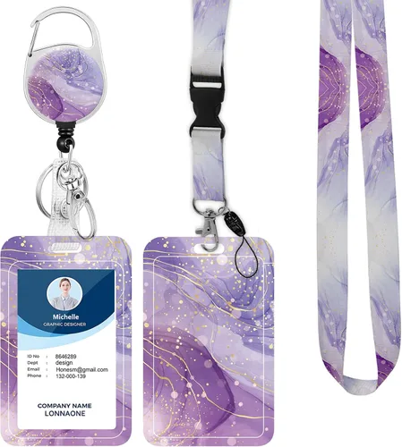 Vista 36 de Cordón con soporte para insignia, carrete retráctil con correa de cuello desmontable y soporte vertical para tarjetas de identificación