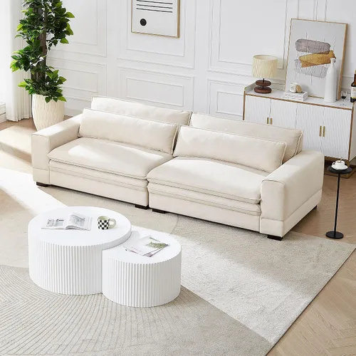 Vista 3 de JUSTONE Sofá modular moderno de 104.72 pulgadas, cómodo sofá de asiento profundo con 2 almohadas para sala de estar, dormitorio, apartamento
