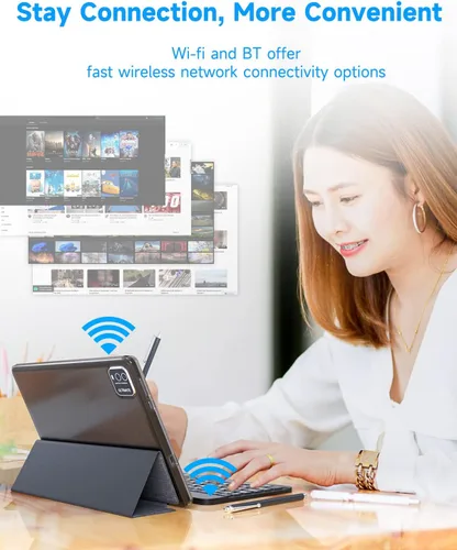 Vista 10 de YQSAVIOR Tablet MTK8768 Octa-CORE 10.1 pulgadas RAM 10 GB (4 GB+6 GB expandir) +64 GB ROM+1 TB PC de computadora expandible con funda/teclado/mouse