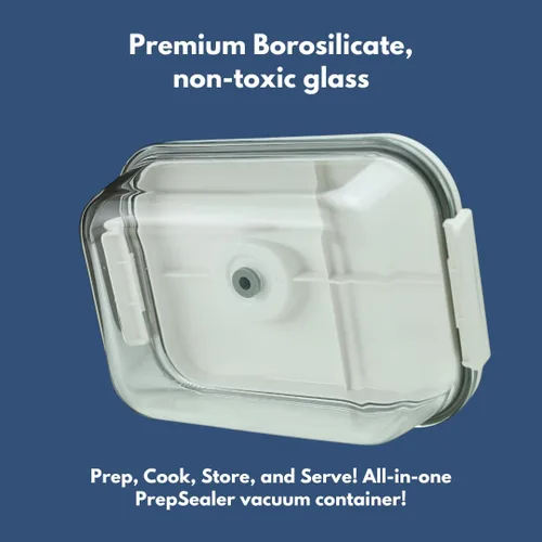 Vista 5 de PrepSealer Recipiente de vacío de vidrio para ahorrar alimentos con bomba manual para mantener los alimentos frescos, preparación de comidas, adobo