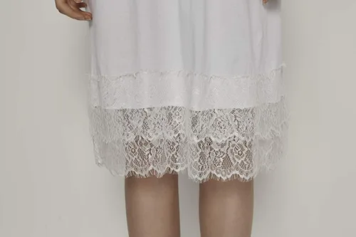 Vista 5 de YULUOSHA Lencería hasta la rodilla para mujer con ribete de encaje, cintura elástica antiestática, talla grande, debajo de la rodilla