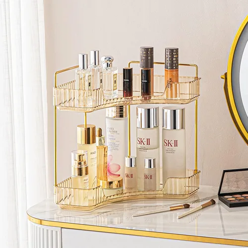 Vista 13 de shuang qing Organizador de Esquina de 2 Niveles para Mostrador de Baño – Estante de Almacenamiento Clásico para Maquillaje, Perfume y Artículos