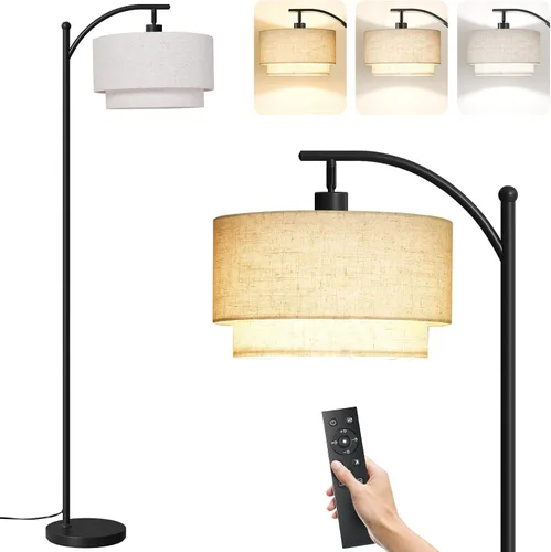 Vista 11 de Lámparas de pie SUNMORY para sala de estar con bombilla LED de 12W, lámpara de pie de arco con 3 temperaturas de color, lámparas de pie modernas