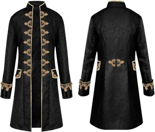 Vista 4 de Chaqueta steampunk vintage para hombre, estilo gótico, victoriano, uniforme de Halloween