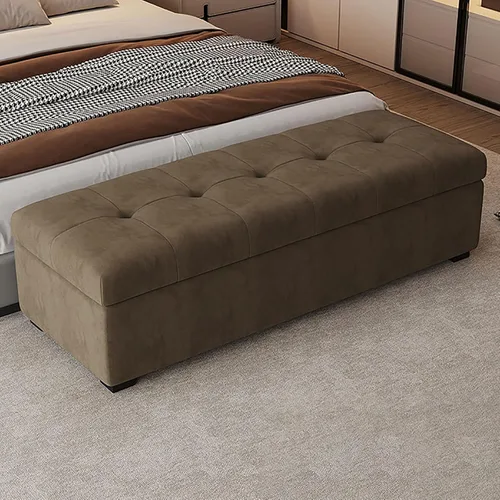 Vista 11 de Leather Storage Ottoman Bench for Bedroom, Upholstered End of Bed Bench with Metal Support Lift, Entryway for Living Room, Solid Wood Frame, Easy