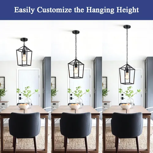 Vista 4 de Sheetea 2-Pack Farmhouse Pendant Lights Kitchen Island, Black Pendant Light Fixtures Hanging Lamp for Dining Room, Modern Kitchen Pendant Lighting