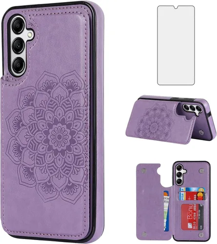 Vista 7 de Asuwish Funda de teléfono para Samsung Galaxy A54 5G con protector de pantalla de vidrio templado y cubierta de cartera de cuero con tapa para Oro