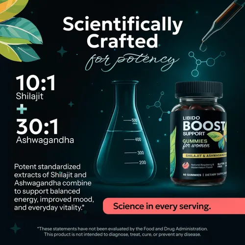 Vista 11 de Gomitas potenciadoras de libido femenina para mujeres, reductor de cortisol y suplemento para aliviar el estrés con shilajit y ashwagandha