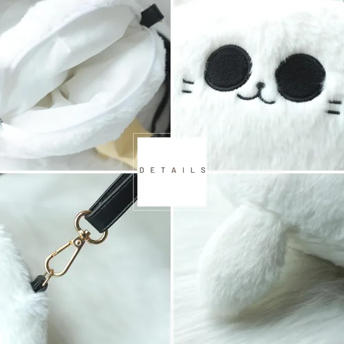 Vista 5 de Uomieefy Bolsa de peluche de gato Gojo de 8 pulgadas - Jujutsu K Crossbody Bolsa de hombro de gato de peluche, regalo coleccionable para fanáticos