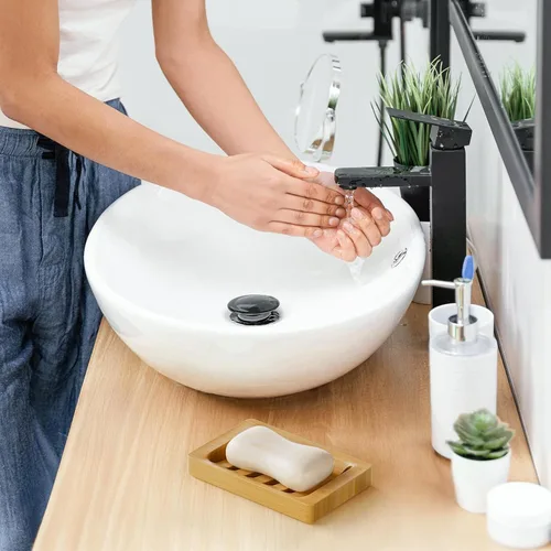 Vista 2 de AmazerBath Soporte para jabón, jabonera de bambú, jabonera de madera, paquete de 2 soportes de bambú para jabón, jaboneras para jabón de barra