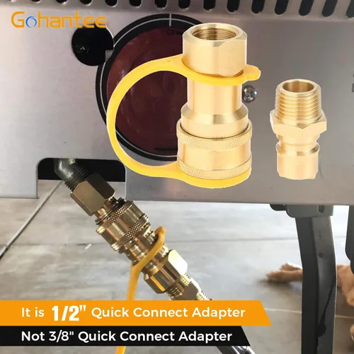 Vista 7 de Kit de conexión rápida de gas de 1/2", conector de desconexión con enchufe de inserción macho, adaptador de conexión rápida de gas natural y propano