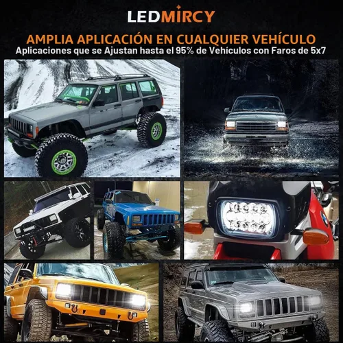 Vista 7 de LEDMIRCY Faros LED 5x7, H6054 Faros LED Hi/Lo Sealed Beam 2PCS Luces LED 5x7 2PCS