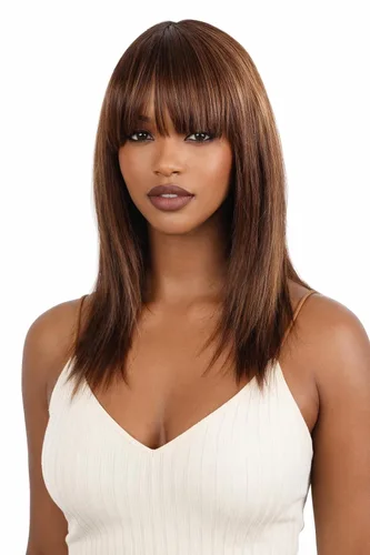 Vista 15 de Peluca de cabello humano lacio rubio 613 de 15 pulgadas con flequillo, sin pegamento, sin encaje frontal, Yaki Bob para mujer