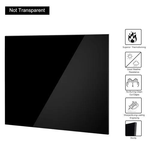 Vista 4 de Hojas acrílicas negras de plexiglás negro, paquete de 2 unidades cuadradas de acrílico negro en blanco de 12 x 12 pulgadas de grosor 1/12 pulgadas