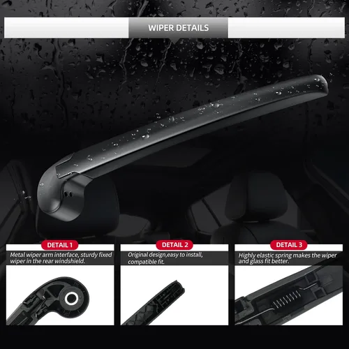 Vista 4 de Limpiaparabrisas trasero y brazo para Porsche Cayenne 2011-2018 OEM Replacement Back Wipers Arm Blade Quiet and Streak-Free Assembly All-season