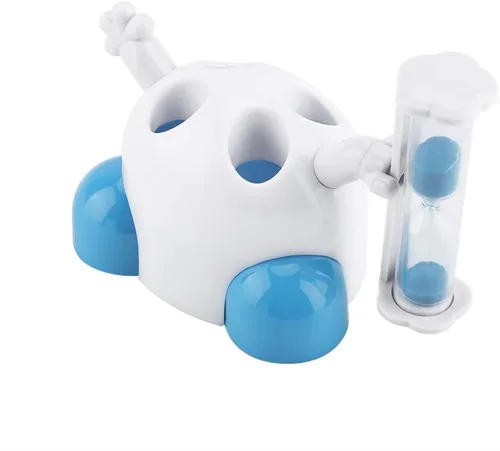 Vista 8 de Soporte para cepillo de dientes con 3 minutos de dibujos animados Animal Countdown Timer Founction (azul)