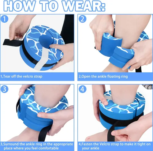 Vista 6 de Hikeen Juego de pesas de gimnasia acuática de EVA de alta densidad para ejercicios aeróbicos acuáticos, pesas para ejercicios de piscina, tobillos