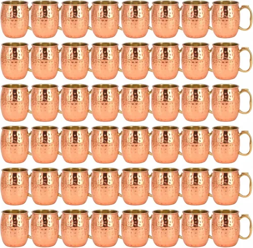 Vista 8 de Juego de regalo de cobre martillado de Moscú con tazas de acero inoxidable con soporte para el pulgar, juego de 12 popotes y 2 jiggers, ideal