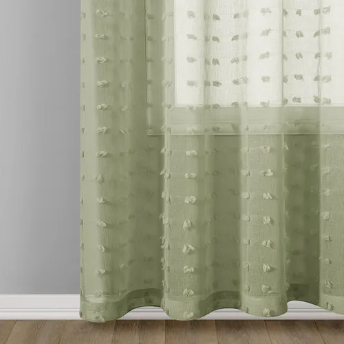 Vista 7 de 2 paneles de cortinas traslúcidas con pompones y ojales de 63 pulgadas de largo, para sala de estar, comedor, cortinas texturizadas para dormitorio