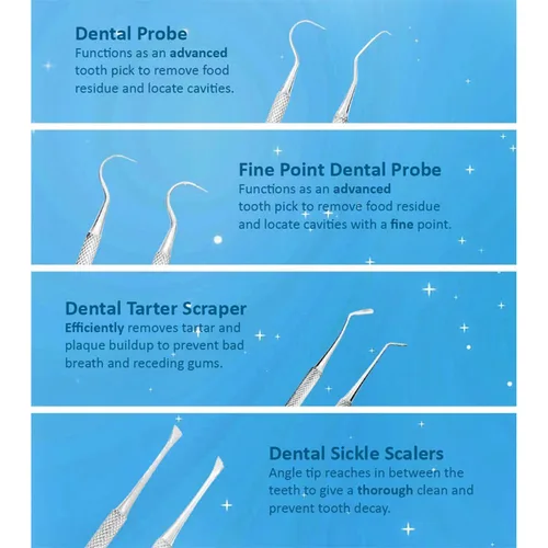 Vista 5 de SURGICAL ONLINE Kit de herramientas dentales profesionales, kit de limpieza de dientes, kit de cuidado bucal para púas de dientes, espejo dental