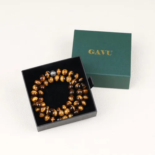 Vista 6 de GAVU Collar de cristal con cuentas de piedras preciosas para hombre