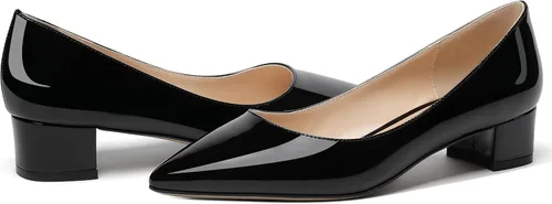 Vista 6 de WAYDERNS Zapatos de vestir de negocios de tacón bajo y grueso con puntera puntiaguda para mujer, de patente, de 1.5 pulgadas