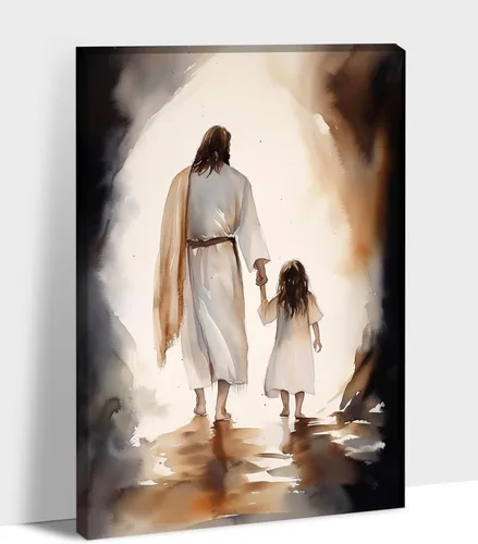 Vista 16 de Arte de pared de Jesús y el niño, póster minimalista bohemio cristiano, lienzo para pared, imagen abstracta de Jesús, arte cristiano religioso