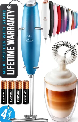 Vista 108 de Zulay Kitchen Potente varita espumadora de leche con 2 baterías Duracell – Mezclador de bebidas portátil ultrarrápido – Máquina de espuma eléctrica