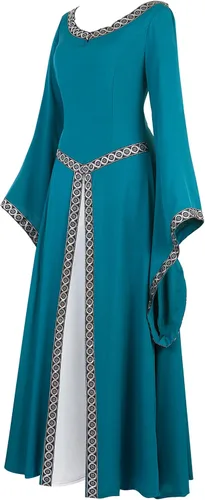 Vista 2 de Zhitunemi Vestido renacentista para mujer, disfraz medieval de Halloween, vestido gótico