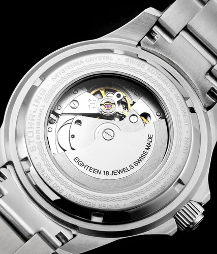 Vista 7 de Stuhrling Original DEPTHMASTER Reloj de buceo profesional automático de acero inoxidable para hombre, 656.2 ft resistente al agua, pulsera cepillada