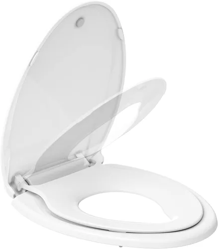 Vista 11 de Asiento de inodoro redondo con cierre suave y lento, asiento de inodoro redondo duradero, nunca se afloja, fácil de limpiar e instalar, asiento