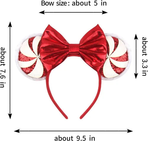 Vista 10 de Diadema de Navidad, orejas de ratón, decoraciones navideñas, sombreros de Navidad