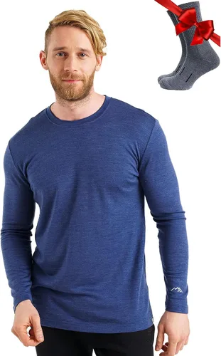 Vista 17 de 100% Merino Wool Base Layer Mens - Long Sleeve Thermal Shirts with Socks .320 negro