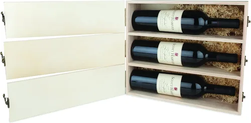 Vista 7 de Twine Marketplace Caja de Vino con 3 botellas para Cumpleaños., Aniversario, Blanco