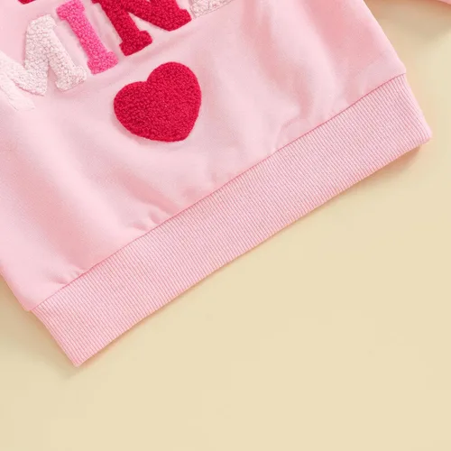 Vista 135 de Traje de San Valentín para bebé, niña, niño, traje de San Valentín, sudadera de manga larga con estampado de corazón