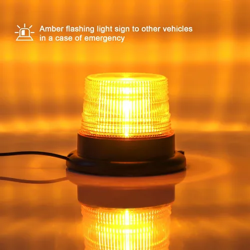 Vista 6 de Dinfu Luz estroboscópica LED, luces de advertencia ámbar, luz intermitente de emergencia con imán para vehículo, carretilla elevadora, tractor