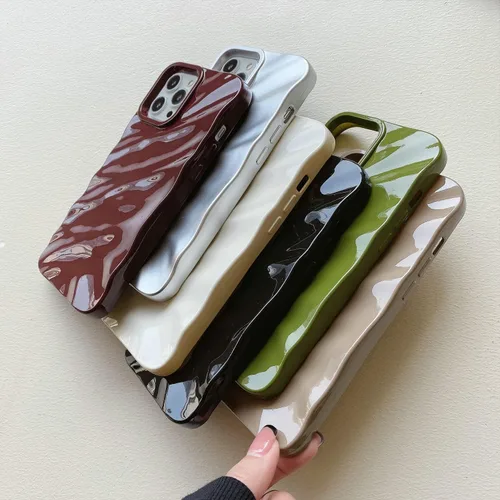 Vista 7 de Funda de teléfono con patrón de ondas de agua compatible con iPhone 14 Plus/15 Plus, bonita funda de lujo con forma de onda para mujeres y hombres