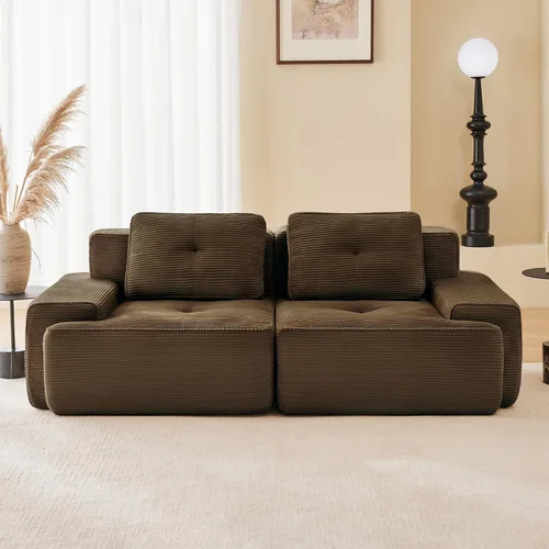 Vista 65 de Sofás modulares sin hueso de 152.8 pulgadas para sala de estar, sofá modular con diván en forma de L, cómodo asiento profundo tapizado de tela