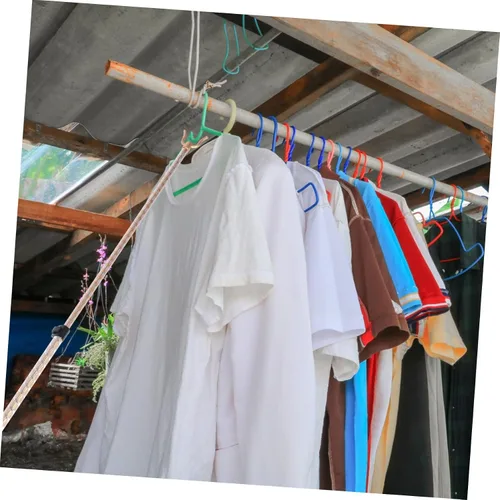 Vista 6 de Accesorios de tendedero de aleación, varillas de ropa ajustables, bastón de secado de ropa, colgador de abrigo para secar y colgar (dorado)