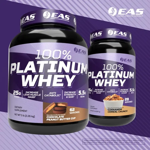 Vista 7 de EAS 100% proteína de suero de platino, helado de chocolate, 2 libras