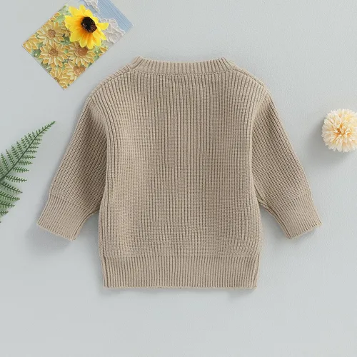 Vista 4 de Suéter de punto grueso para bebé, niña, niño, sudadera cálida de manga larga para otoño e invierno