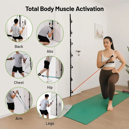 Vista 3 de Slim Panda Door Anchor Strap for Resistance Bands, Door Exercise Equipment with Ratchet Adjust Tighten, Multi Point Anchor Gym Attachment, Portable